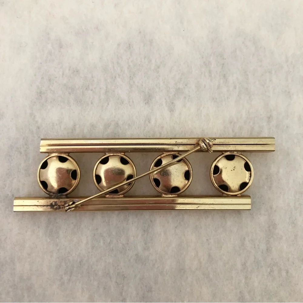 Modernist Bar Brooch polished spheres Parallel Bars Geometric